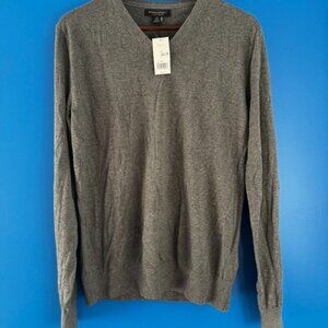NWT Banana Republic Mens Gray Silk Cotton Cashmere V-Neck Sweater - M